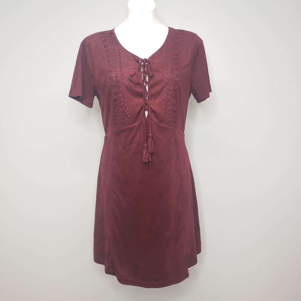 Miss Me Faux Velvet Cuteouts Y2K Festival Bodice Dress Size Large